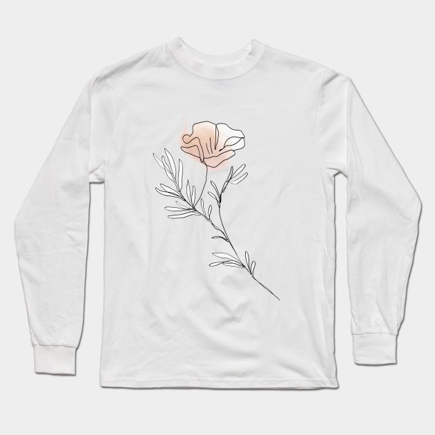 One Line Flower Botanical Abstract Long Sleeve T-Shirt by My_Store